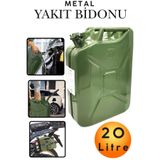 KAYRA LEATHER CRAFT 20 Litre Metal Yakıt Bidonu - Araç Port Bagaj Tipi Kalın Antisilikon Kompakt Benzin Mazot Deposu Tekne Motoru, Jeneratör ve Çim Biçme İçin Sızdırmaz Yedek Yakıt Deposu Araç Motorsiklet Yakıt Taşıma