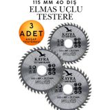 KAYRA LEATHER CRAFT 3 Adet 115 mm 40 Diş Ahşap Kesme Testeresi Bıçağı - Avuç Taşlama Spiral Uyumlu Profesyonel Ağaç, Sunta, MDF, Kontrplak Kesici Testere Diski Seti - Hassas ve Pürüzsüz Kesim Ağaç Testere Ucu