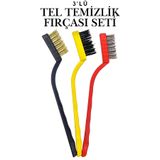 KAYRA LEATHER CRAFT 3'lü Mutfak Temizlik Tel Fırçası Seti Yağ Kir Pas Sökücü Kireç Izgara Fırın Ocak Lavabo Temizleme Mini Çelik Bakır Pirinç Naylon Tel Fırça Seti Tezgah Derz Aspiratör Izgara Demir Paslanmaz Temizleyici