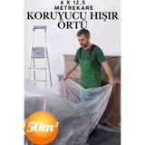 KAYRA LEATHER CRAFT 4x12 Metre 50m² Pratik Hışır Branda Örtü Ev Ofis Boya Badana İnşaat Tadilat Temizlik Naylonu Parke Zemin Mobilya Eşya Toz Kir Nem Koruyucu Kalın Ambalaj Naylon Branda Taşınma Örtüsü Zemin Koruyucu