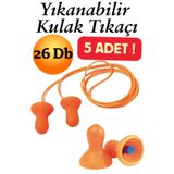 KAYRA LEATHER CRAFT (5 ADET) Kulak Tıkacı 26 Db Yıkanabilir Ipli Tıkaç Gürültü Ses Önleyici Yüzme Su Kaçma Koruyucu