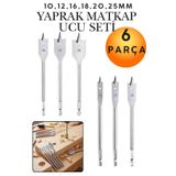 KAYRA LEATHER CRAFT 6'lı Yaprak Matkap Ucu Seti: Ahşap, Sunta, Plastik ve Alçıpan İçin Hassas Delik Delici ve Daire Açıcı Bits Uç Takımı Hızlı, Pürüzsüz ve Hassas Kesim Sağlayan Dayanıklı Bits Uç Seti