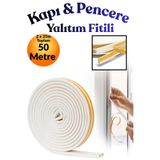 KAYRA LEATHER CRAFT Beyaz 25 x 2= 50 Metre Kendinden Yapışkanlı Kapı Pencere Bandı Fitili Rüzgar Soğuk Önleyici Ses Isı Yalıtım Bandı D Tipi Kauçuk Sünger Şerit Çiftli Toz Engelleyici PVC Alüminyum Yalıtım Fitili