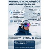 KAYRA LEATHER CRAFT Gökkuşağı Kayak Gözlüğü Offroad Antifog Ventilli Korumalı - Aynalı Cam Snowboard Güneş Kar Gözlüğü, Buğu Yapmaz Motor Kros Sporcu Gözlükleri, Erkek Kadın UV400 Kış Sporu Ski Glasses, Renkli Cam