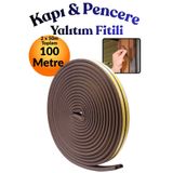 KAYRA LEATHER CRAFT Kahverengi 50 x 2= 100 Metre Kendinden Yapışkanlı Kapı Pencere Bandı Fitili Rüzgar Soğuk Önleyici Ses Isı Yalıtım Bandı D Tipi Kauçuk Sünger Şerit Çiftli Toz Engelleyici PVC Alüminyum Yalıtım Fitili