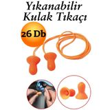 KAYRA LEATHER CRAFT Kulak Tıkacı 26 Db Yıkanabilir İpli Tıkaç Gürültü Ses Önleyici Yüzme Su Kaçma Kulak Koruyucu