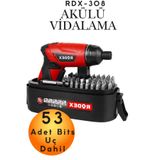 KAYRA LEATHER CRAFT RDX308 3.6V-4.8V 1.5Ah Li-ion Şarjlı Tornavida Seti 54 Parça | Akülü Vidalama Makinesi Darbesiz 210 RPM Dönüş Hızı | 2 Yıl Garantili Profesyonel Taşınabilir Tamir Seti