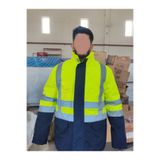 KAYRA LEATHER CRAFT Reflektif Cepli Fosforlu Fermuarlı Kaban Kapüşonlu Mont Parka Sarı Lacivert Kaban Işçi Parkası.
