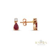 Kayra Mücevher Yakut ve Prenses Kesim Pırlantalı Küpe PTK40