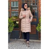 Kayra Suni Kürklü Kapüşonlu Anorak Mont KA-A24-27303 Bej - 44