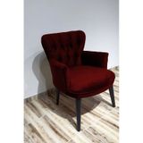 Kayser Home Berjer - Tekli Koltuk - Düz Renk Kumaş - Ahşap Ayak - Nubuk Kumaş - Bordo Bordo