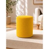 Kayser Home Sarı Welsoft Kumaş Puf 40X45 cm Yuvarlak Puf Dekoratif Oturma Pufu Yumuşak Dokulu Modern Puf - 45 x 40