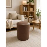Kayser Home Silindir Deri Puf 40X45 cm Yuvarlak Puf Tabure Makyaj Koltuğu - Acı Kahve - 45 x 40