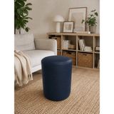 Kayser Home Silindir Deri Puf 40X45 cm Yuvarlak Puf Tabure Makyaj Koltuğu - Lacivert - 45 x 40