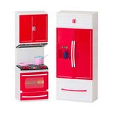 Kayyum oyuncak MODERN KITCHEN BEYAZ KIRMIZI OCAK TAKIMI DOLAP