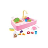 Kayyum Oyuncak Pilli Modern Mutfak Lavabo Seti 25 Parça - Pembe