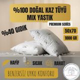 Kaz Tüyü Yastık 50x70 – Latte Home Premium Mix, 1000gr, Ultra Konfor & Doğal Dolgu - Beyaz - 50 x 70 cm