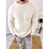 Kazak Oversize Tüylenmez Polar Kazak Bol Kesim Naturel Pamuk Rahat Kesim Salaş Peluş Kazak - Beyaz - 2XL