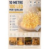 Kazan Hobi 10 Metre Sarı 100 LED Işıklar Peri Işıkları 8 Mod Rgb Işıkları Işık Peri Dize Işıkları Tel Fonksiyonlu Süsleme Ince Telli Aydınlatmalı Şerit LED Yılbaşı Işık Yılbaşı Süsü