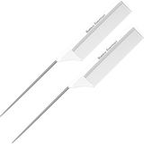 Kazan Hobi 20 cm Beyaz Metal Kuyruk Tarağı (2 Paket) Karbon Fiber ve Paslanmaz Çelik Kuyruk | Hafif | Tüm Saç Tipleri Için Fare Kuyruğu Şekillendirme Tarakları | Ince Diş Açma Tarağı Seti (Beyaz 2 Paket)