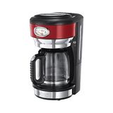Kazan Hobi 21700-56 Retro Ribbon Filtre Kahve Makinesi, Kırmızı, 10 Fincana Kadar, 1.25 L Cam Sürahi, 1000W - Çok Renkli