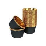 Kazan Hobi 25'li Siyah Dış Gold Iç Muffin ve Cupcake Kalıbı, Tek Kullanımlık, Isıya Dayanıklı - 10 x 10 cm