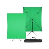 Kazan Hobi 2X2M Yeşil Fon Perde ve 2X2M Fon Standı Fotoğraf Video Çekim Kiti, Çantalı Set - Çok Renkli