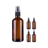 Kazan Hobi 4 Adet 100 ml Amber Kapaklı Siyah Sprey, 100 cc Fısfıs Kolonya Dezenfektan Şişesi, Kahverengi Cam - Renkli
