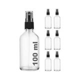 Kazan Hobi 6 Adet 100 ml Şeffaf Cam Şişe, Siyah Sprey ve Plastik Kapaklı - Renkli