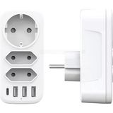 Kazan Hobi 7'si 1 Arada Çoklu Priz, USB ve Type-C Çıkışlı, 3 USB Portlu - Çok Renkli