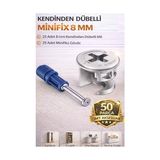 Kazan Hobi 8 mm Kendinden Dübelli Minifix Gövde ve Mil Seti 50 Parça - Çok Renkli