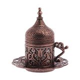 Kazan Hobi Alisveristime (1 Adet Türk Yunan Arap Kahvesi Espresso Fincanı Tabağı (Lale) (Antik Bakır)