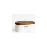 Kazan Hobi Beyaz Metal Ekmek Kutusu 33X18X18 cm | Ahşap Kapaklı Büyük Hacimli Ekmeklik | Gold Kulplu Modern Mutfak Depolama Kabı | Uzun Süre Taze Saklama