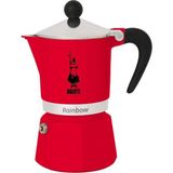 Kazan Hobi Bialetti - Rainbow: 6 Cups Ocak Üstü Espresso Pişirici - 250ML - Kırmızı Renk - Alüminyum Gövde - Patentli Güvenlik Valfi - Tüm Ocak Türleri Için Uygundur (Indüksiyon Hariç)
