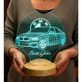 Kazan Hobi Bmw Logolu Isimli LED Lamba, Araba Hayranlarına Hediye, Doğum Günü Hediyesi, Kişiye Özel Hediye 3D LED Lamba