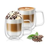 Kazan Hobi Cam Kupa; Çift Duvar, Isı Yalıtımlı Bardak Bardak, Saplı 250 Ml, Çay Su Bardakları, Kahve, Süt, Cappuccino, Espresso, Şeffaf Bira, 2'li Set - Renkli