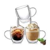 Kazan Hobi Cam Kupa; Çift Katmanlı 250 ml Lüx Çift Cidarlı Kupa, Termos Bardak, Iki Duvarlı Yapısı ile Uzun Süre Sıcak-Soğuk Tutma Özelliği, Kulplu Kahve Espresso Bardağı Brosilikat Double Layer Cup - Çok Renkli