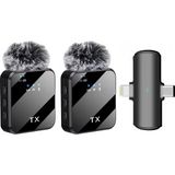 Kazan Hobi Coverzone Kablosuz Yaka Mikrofonu Çiftli Mikrofon iPhone 15 16 17 ile Uyumlu Type-C/lightning Portlu Telefon Pc Tablet Video Kayıt Röportaj Canlı Yayın Vlog Kablosuz Mikrofon F15-2