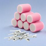 Kazan Hobi Croc 1207 Pembe Cırtlı Sünger Bigudi 8li Çap 4cm + 12LI Alüminyum Saç Pensi
