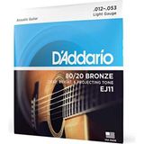 Kazan Hobi Daddario EJ11 Akustik Gitar Tel Seti, 80/20 Bronze, Light Gauge,