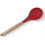 Kazan Hobi Deconox Bambu Saplı Silikon Servis Kaşığı, Bambu Uzun Silikon Servi Kaşığı 28CM 3 Renk Seçenekli, Yemeklerinizi Servis Etmek Için Silikon Servis Kaşığı (Kırmızı)