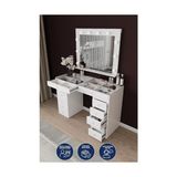 Kazan Hobi DF02115B LED Işıklı Aynalı Makyaj Masası Tabureli, Bölmeli 12 Çekmeceli Organizer Kozmetik Masası - Çok Renkli