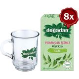 Kazan Hobi Doğadan Yeşil Çay Yumuşak Içimli 20'li x 8 ve Doğadan Cam Bardak Hediyeli