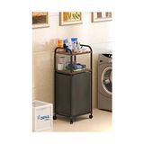 Kazan Hobi Düzenleyici; 2 Raflı Frenli Tekerlekli Çamaşır Sepeti Banyo Dolabı Kirli Sepetli Banyo Çamaşırlık Kahnanerengi - 10 x 10 cm - Çok Renkli