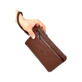 Kazan Hobi Erkek Bileklik Kemerli Ince Portföy El Çantası (Taba) - Çok Renkli - 10 cm
