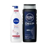 Kazan Hobi Erkek Deep Dimension Duş Jeli 500 ml ve Repair&care Nemlendirici Vücut Losyonu 400 Ml, Kuru Cilt