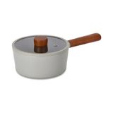 Kazan Hobi Fika Cam Kapaklı Alüminyum Döküm Sos Tenceresi 18 cm Gri - Çok Renkli - 10 x 10 cm