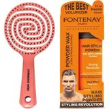 Kazan Hobi Fontenay 3 Boyutlu Saç Fırçası ve Pudra Toz Wax Ultra Strong Turuncu 20GR 2'li Set
