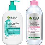 Kazan Hobi Garnier Hyaluronik Aloe Nemlendiren ve Yatıştıran Temizleyici 250 ml & Micellar Kusursuz Makyaj Temizleme Suyu 400 ml Cilt Bakım Seti