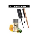 Kazan Hobi Hair Wax Stick 75 G + Profesyonel Topuz Fırçası 3033 +Topuz Krepe Şiş Tarak 3043 3'lü Set - Çok Renkli